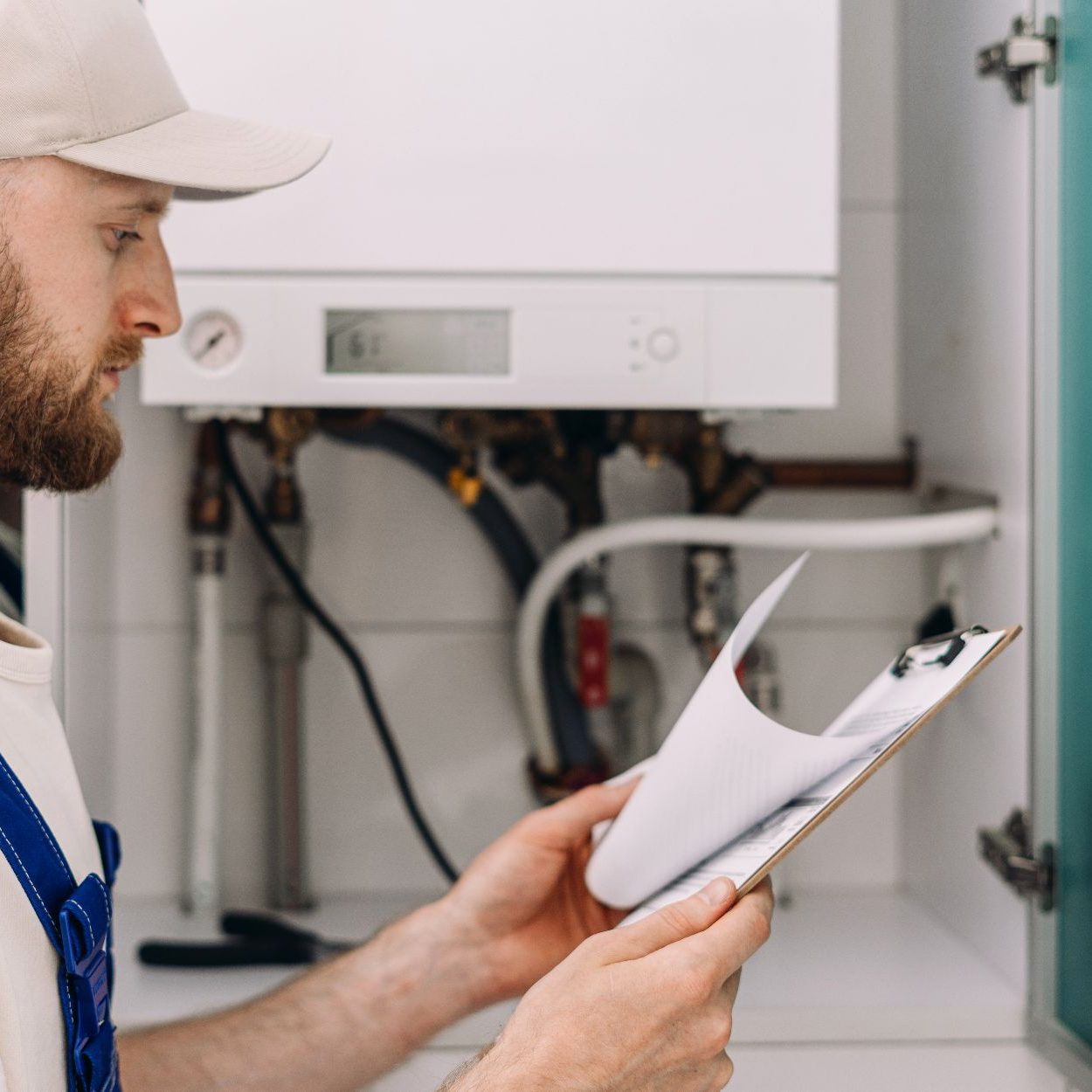 Gas Boiler In Residential Bathroom
